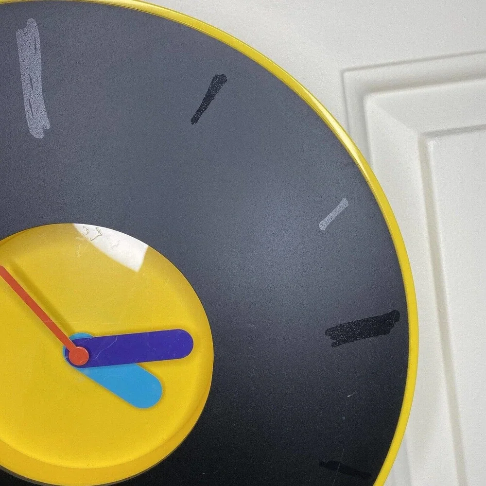 IKEA Pladdra Wall Clock - 90s Memphis Milano Style Yellow Clock - Working!